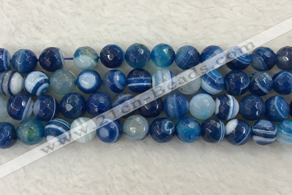 CAA2260 15.5 inches 12mm faceted round banded agate beads