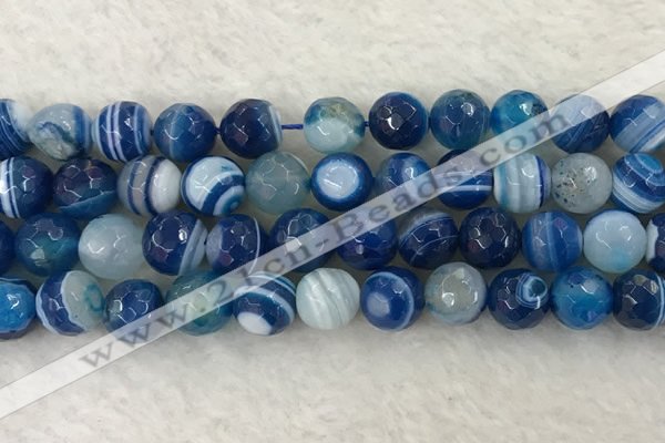 CAA2261 15.5 inches 14mm faceted round banded agate beads