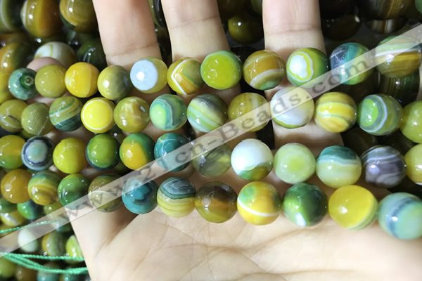 CAA2273 15.5 inches 10mm faceted round banded agate beads