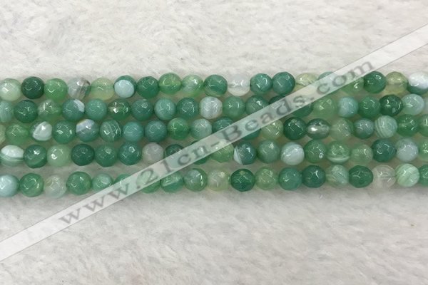 CAA2278 15.5 inches 6mm faceted round banded agate beads