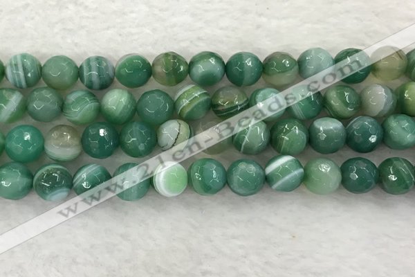 CAA2281 15.5 inches 12mm faceted round banded agate beads