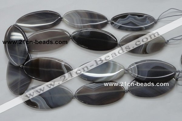 CAA235 15.5 inches 30*60mm oval grey line agate gemstone beads