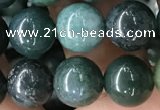 CAA2359 15.5 inches 10mm round moss agate beads wholesale