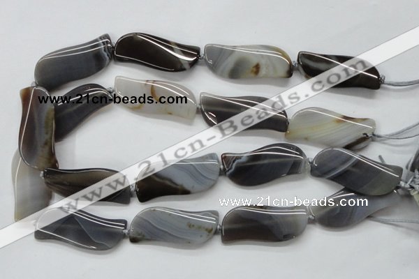 CAA236 15.5 inches 18*46mm marquise grey line agate beads