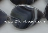 CAA237 15.5 inches 30*40mm flat teardrop grey line agate beads