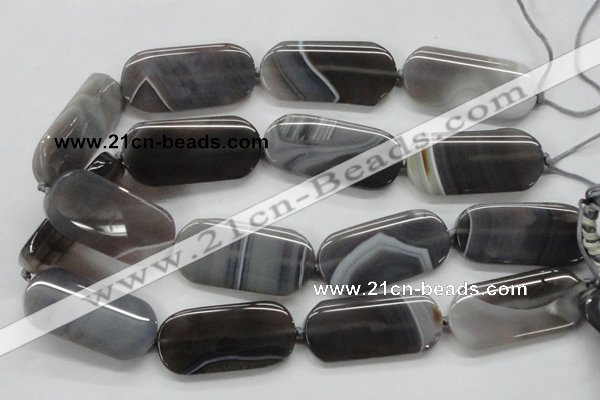 CAA239 15.5 inches 25*50mm rectangle grey line agate beads