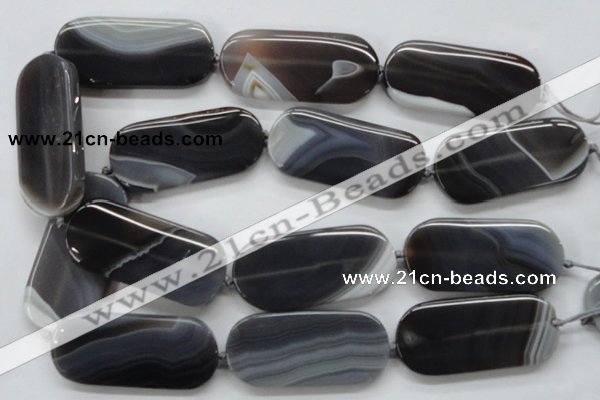 CAA240 15.5 inches 25*55mm rectangle grey line agate beads