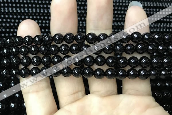 CAA2404 15.5 inches 8mm round black agate beads wholesale