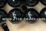 CAA2406 15.5 inches 12mm round black agate beads wholesale