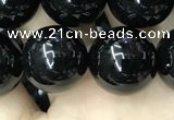 CAA2407 15.5 inches 14mm round black agate beads wholesale