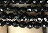 CAA2414 15.5 inches 3mm faceted round black agate beads wholesale