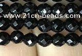 CAA2415 15.5 inches 4mm faceted round black agate beads wholesale