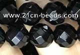 CAA2418 15.5 inches 10mm faceted round black agate beads wholesale