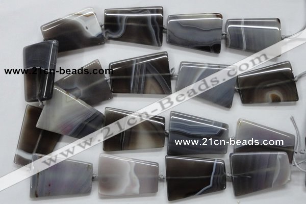 CAA242 15.5 inches 30*40mm trapezoid grey line agate beads