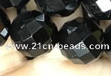 CAA2422 15.5 inches 18mm faceted round black agate beads wholesale