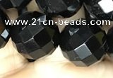 CAA2423 15.5 inches 20mm faceted round black agate beads wholesale