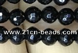 CAA2425 15.5 inches 4mm faceted round black agate beads wholesale