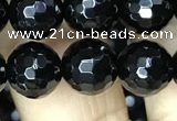 CAA2428 15.5 inches 10mm faceted round black agate beads wholesale