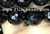 CAA2430 15.5 inches 14mm faceted round black agate beads wholesale