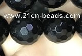 CAA2432 15.5 inches 18mm faceted round black agate beads wholesale