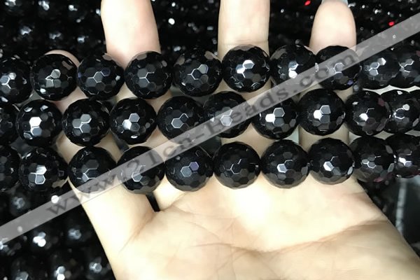 CAA2433 15.5 inches 20mm faceted round black agate beads wholesale