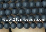 CAA2446 15.5 inches 3mm round matte black agate beads wholesale