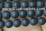 CAA2447 15.5 inches 4mm round matte black agate beads wholesale