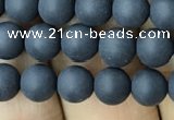 CAA2448 15.5 inches 6mm round matte black agate beads wholesale