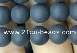 CAA2449 15.5 inches 8mm round matte black agate beads wholesale