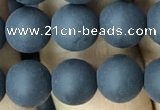 CAA2450 15.5 inches 10mm round matte black agate beads wholesale