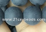 CAA2454 15.5 inches 18mm round matte black agate beads wholesale