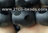 CAA2465 15.5 inches 12*16mm carved rice matte black agate beads