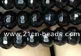 CAA2469 15.5 inches 4*6mm faceted rondelle black agate beads