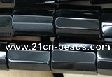 CAA2479 15.5 inches 10*14mm faceted tube black agate beads