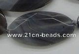 CAA249 15.5 inches 26*50mm faceted oval grey line agate beads