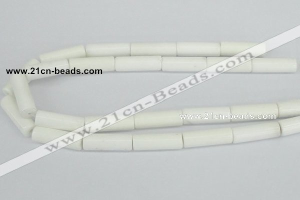 CAA25 15.5 inches 10*30mm cylinder white agate gemstone beads
