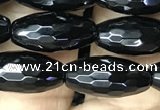 CAA2500 15.5 inches 6*16mm faceted rice black agate beads wholesale