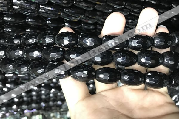 CAA2504 15.5 inches 13*18mm faceted rice black agate beads wholesale