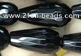 CAA2512 15.5 inches 8*16mm faceted teardrop black agate beads