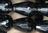 CAA2513 15.5 inches 8*12mm faceted teardrop black agate beads