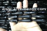 CAA2522 15.5 inches 12*40mm faceted teardrop black agate beads