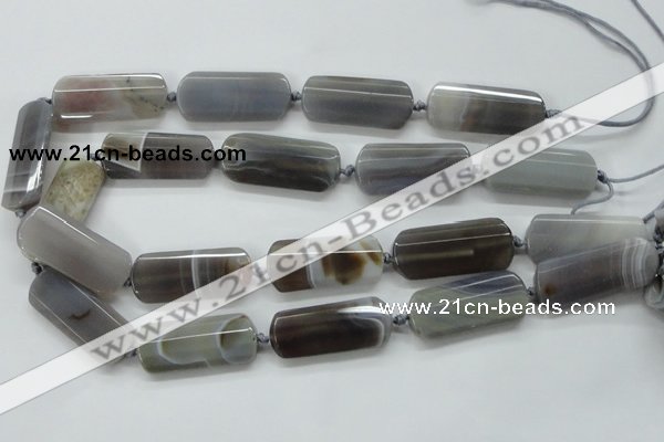 CAA253 15.5 inches 16*30mm faceted rectangle grey line agate beads