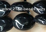 CAA2536 15.5 inches 8*10mm oval black agate beads wholesale