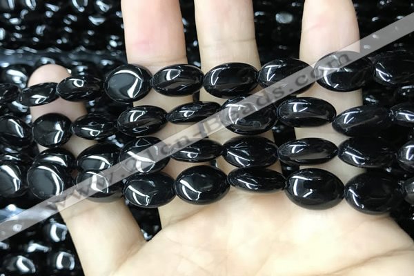 CAA2537 15.5 inches 8*12mm oval black agate beads wholesale