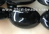 CAA2539 15.5 inches 12*16mm oval black agate beads wholesale