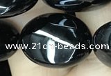 CAA2540 15.5 inches 13*18mm oval black agate beads wholesale