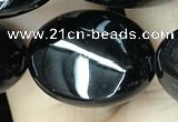 CAA2541 15.5 inches 15*20mm oval black agate beads wholesale