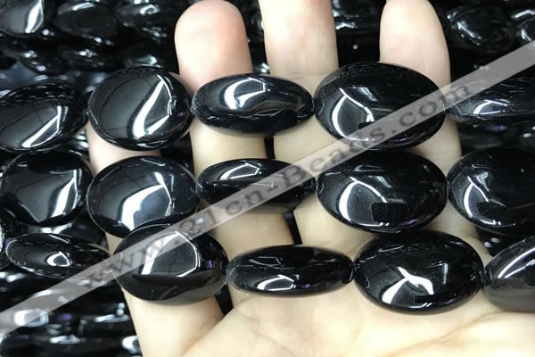 CAA2543 15.5 inches 22*30mm oval black agate beads wholesale