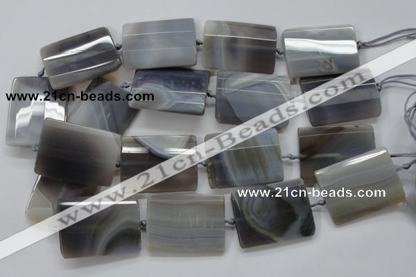 CAA255 15.5 inches 30*40mm faceted rectangle grey line agate beads