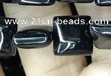 CAA2554 15.5 inches 8*8mm square black agate beads wholesale